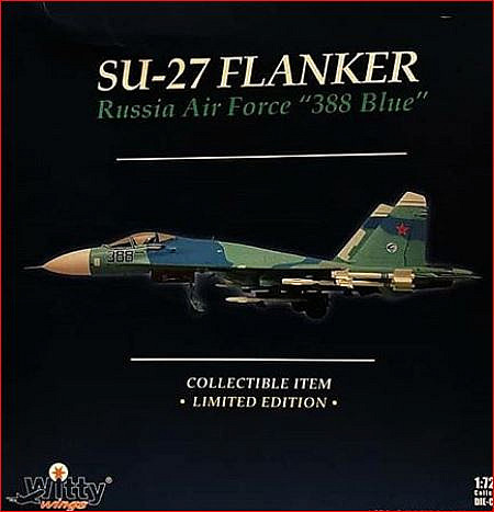 Военный самолет Су 27 Российских ВВС "388 blue" 1:72 Производитель Witty wings (Китай)