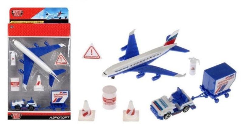 Набор Аэропорт - самолет 14см, машинка, знаки, аксессуары